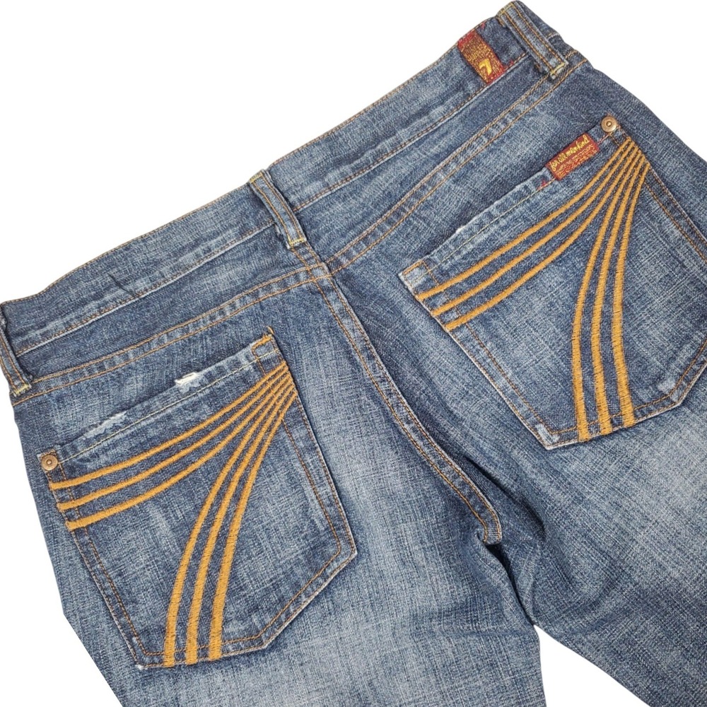 Vintage 7 For All Mankind DOJO Jeans 29 USA 100% Cotton Wide Leg Low Rise Gold 7